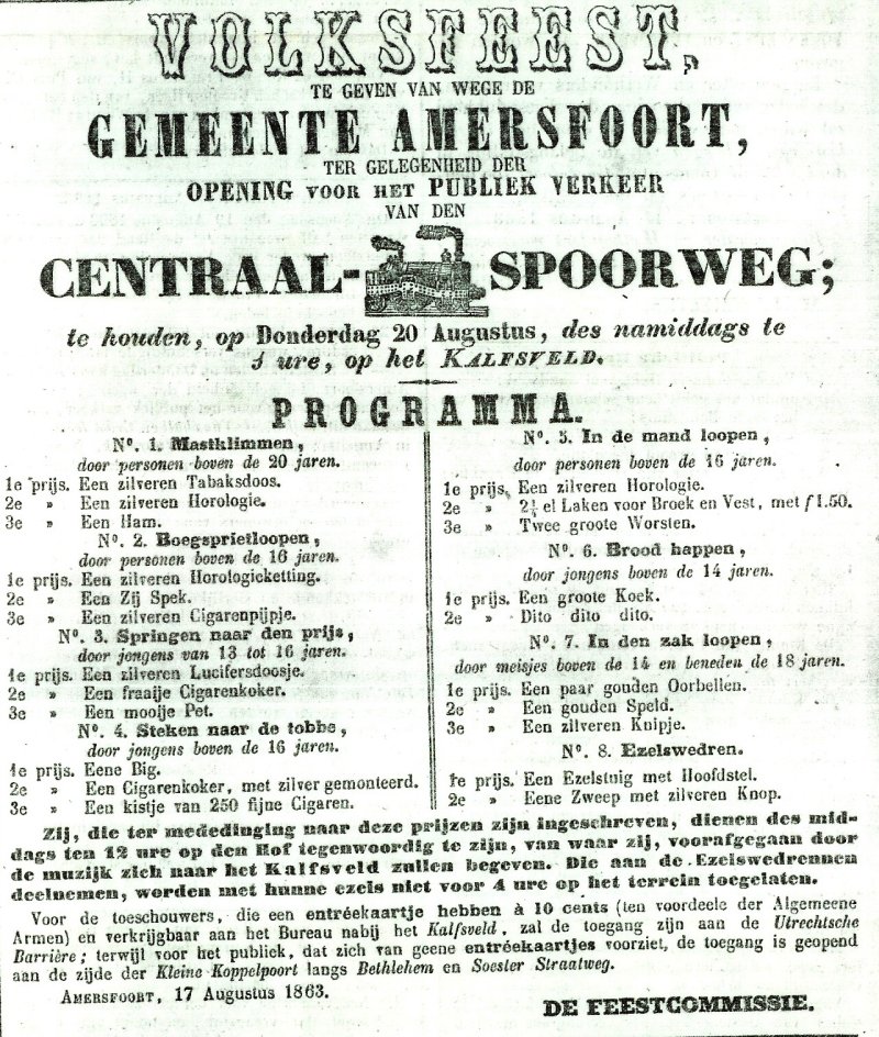 Aankondiging volksfeest op het Kalfsveld